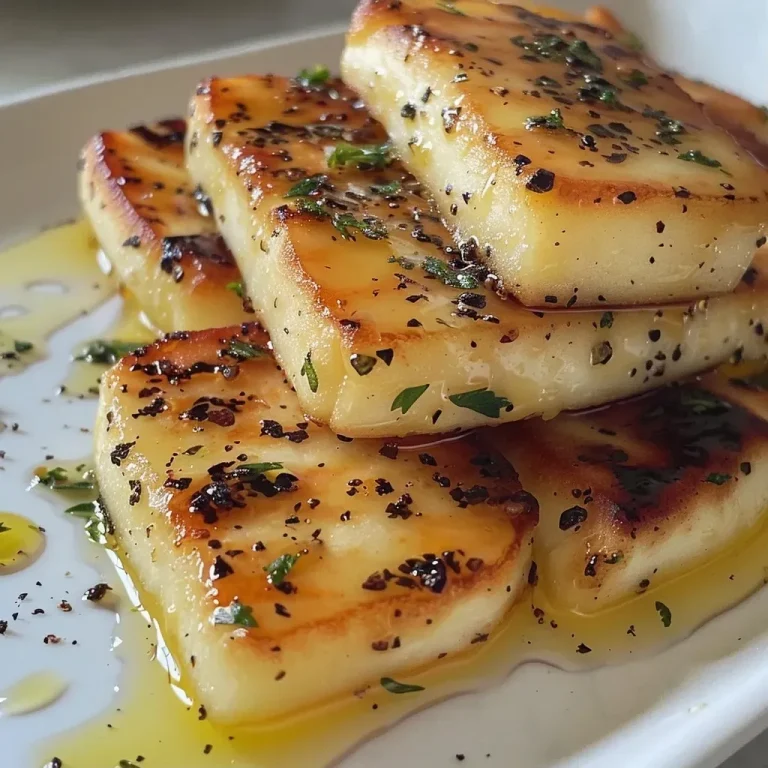 ['Close-up of golden-brown Air Fryer Halloumi with a crispy exterior.', 'Side view of cooked Halloumi cheese, showcasing its juicy texture.', 'Juicy Air Fryer Halloumi, glistening with oil and ready to serve.', 'Deliciously charred Halloumi cheese served on a plate with a drizzle of honey.']