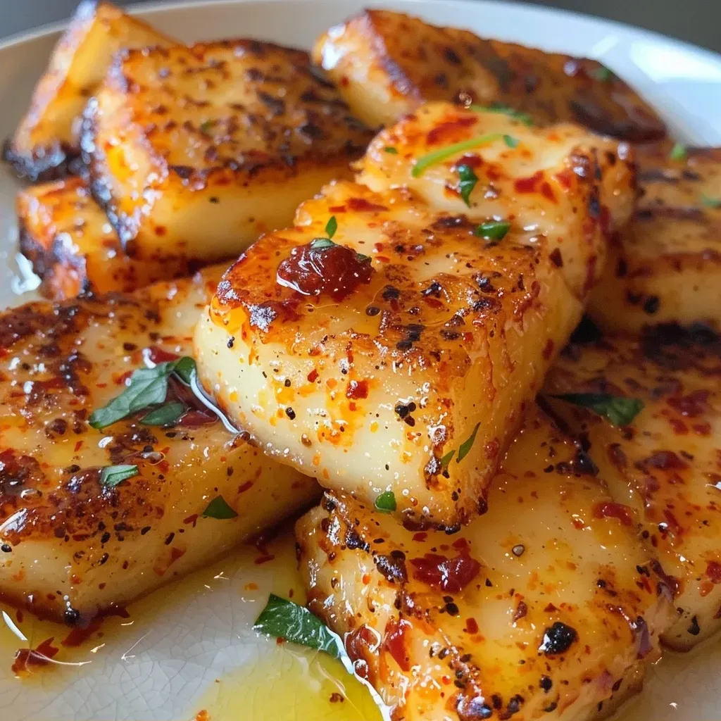 Close-up view of halloumi cheese cooked in an air fryer, showcasing a crispy exterior.