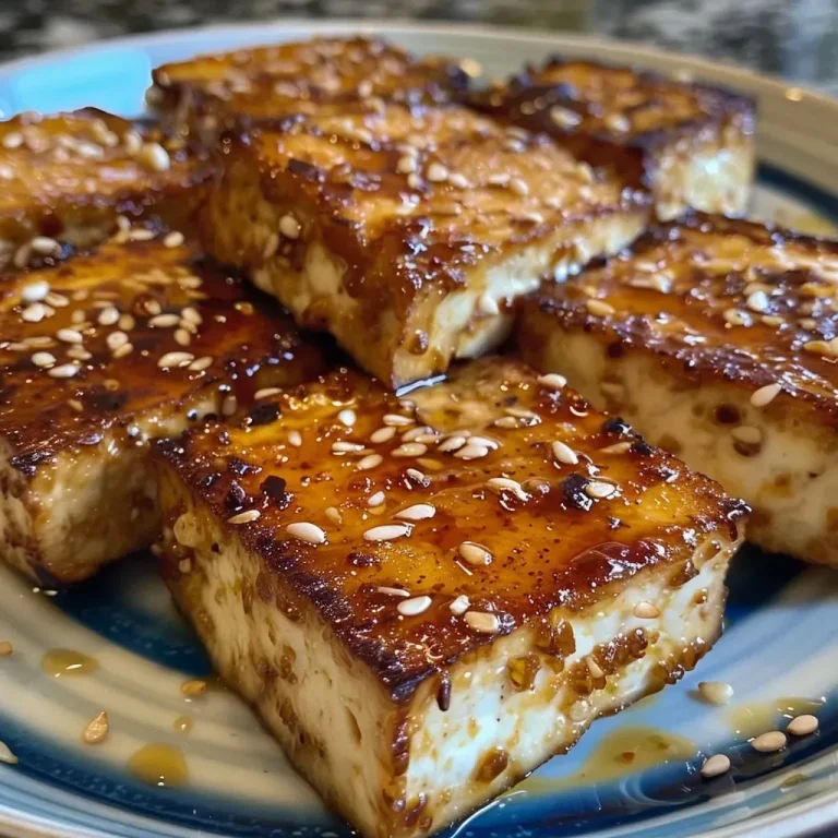 Köstlicher Luftfritteusen-Tofu: Einfach, schnell und gesund Close-up of crispy golden-brown air-fried tofu cubes on a wooden plate.