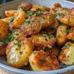 Close-up view of a delicious Airfryer Auflauf with golden cheese and vegetables.