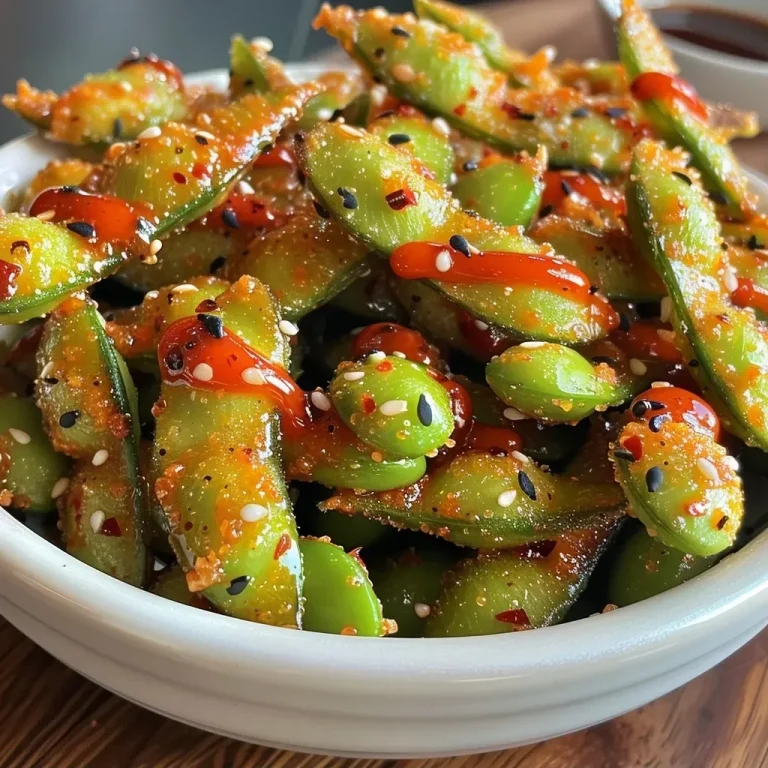 Krosse Edamame aus der Heißluftfritteuse: Ein Snack für jede Gelegenheit Close-up view of crispy edamame sprinkled with seasoning.