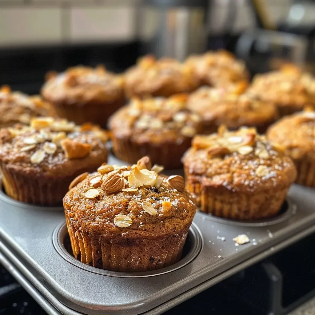 Side view of yogurt muffins showcasing a fluffy texture and colorful toppings.