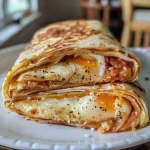 Close-up of a delicious keto wrap filled with fresh ingredients.
