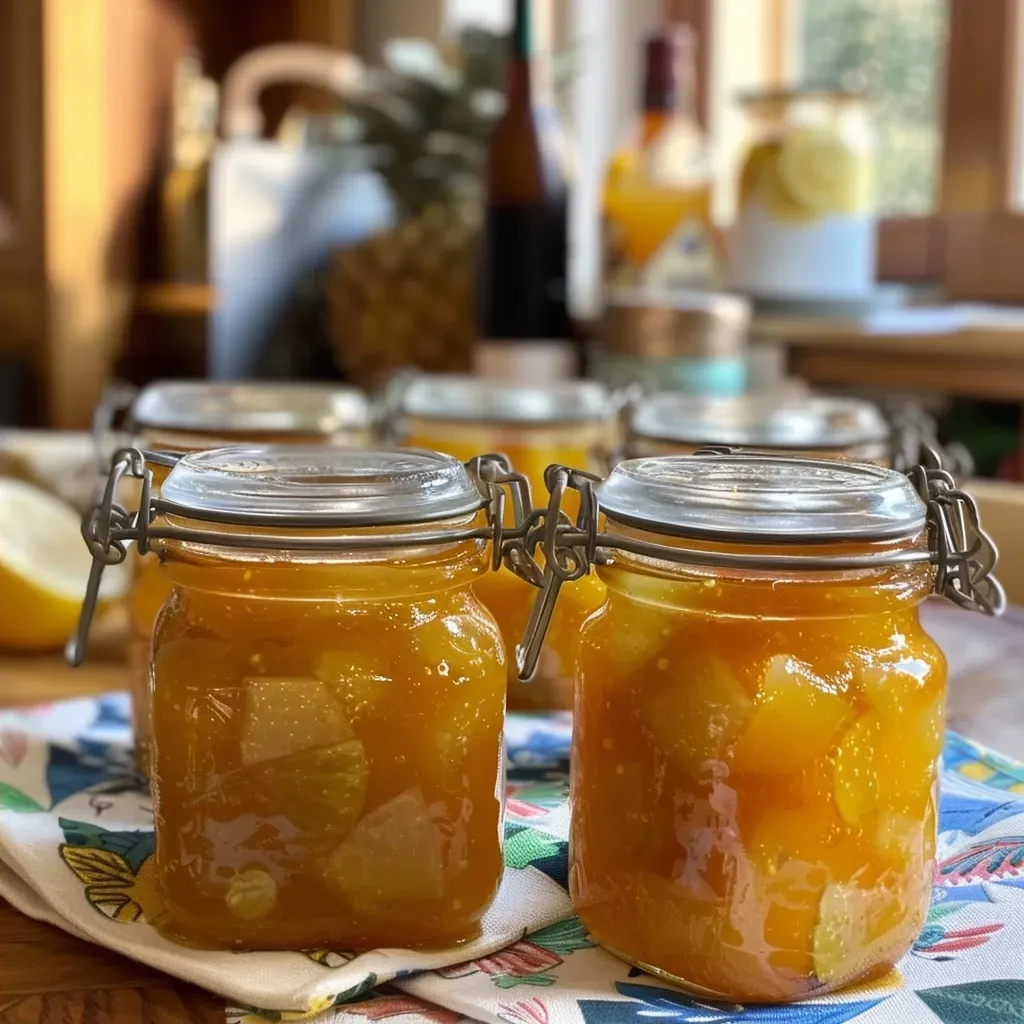 Side view of a jar filled with ginger-infused fig jam.