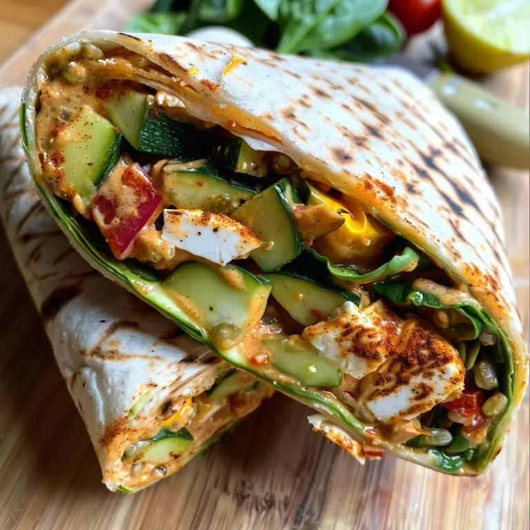A close-up view of healthy wraps filled with roasted peppers and fresh ingredients.