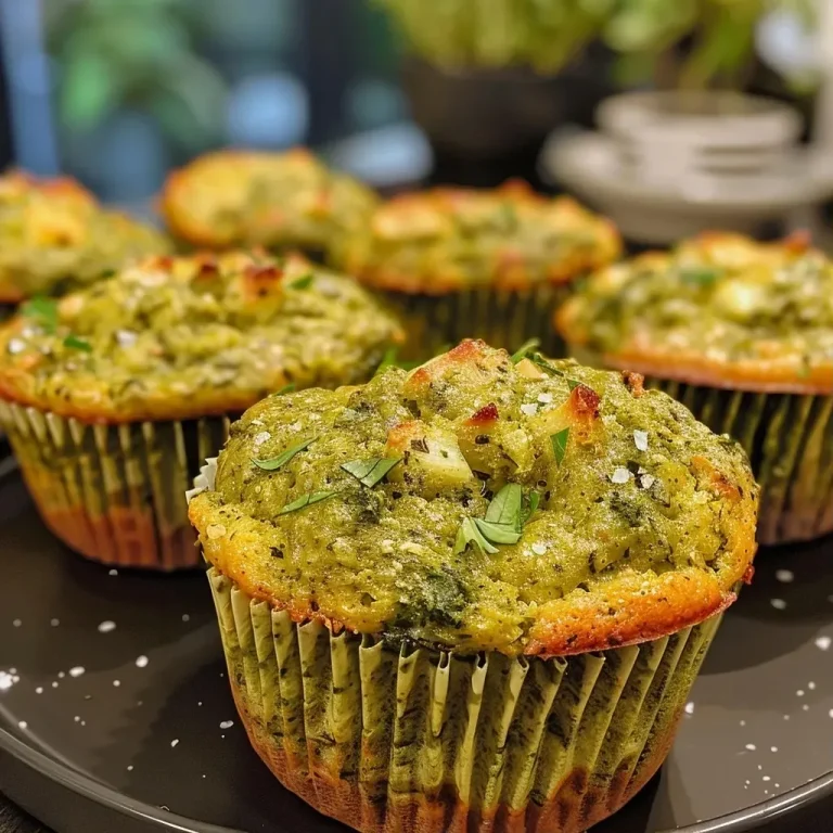 Close-up view of savory vegan breakfast muffins with a green pesto topping.
