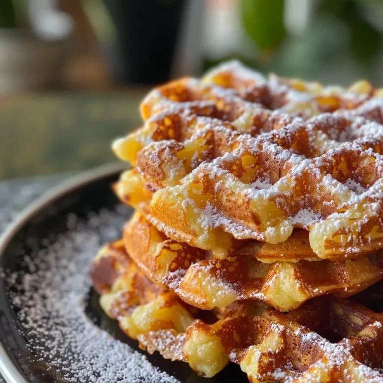 Close-up view of savory sweet potato waffles, golden and crispy.
