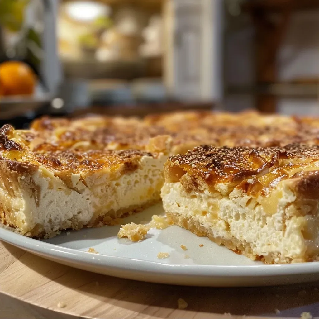Side view of a lemon-flavored cake with a light, fluffy texture.