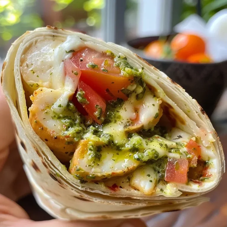 Der perfekte Hüttenkäse-Wrap für gesunde Genussmomente Close-up of a Hüttenkäse wrap filled with fresh ingredients.