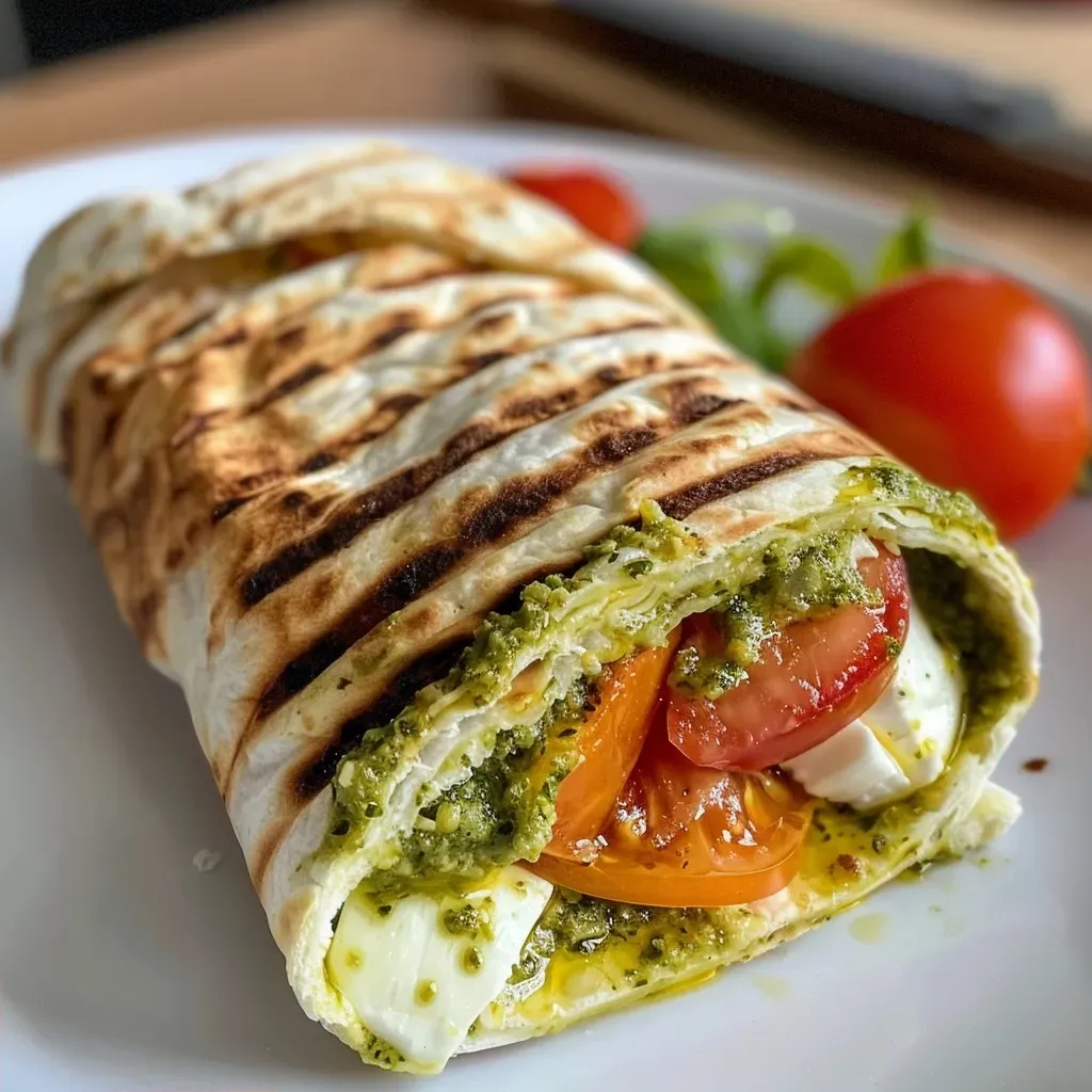Side view of a juicy Hüttenkäse wrap with vibrant toppings.