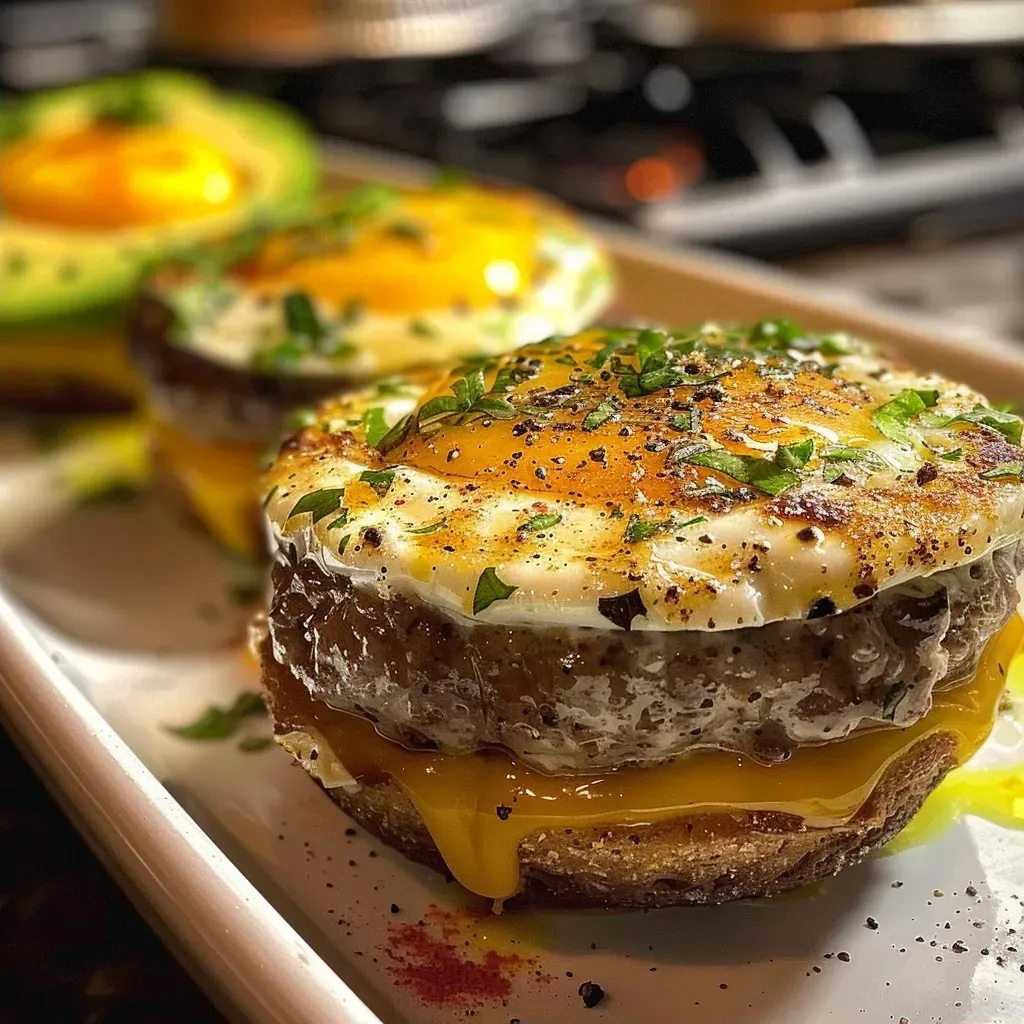 Side angle of fresh Keto muffins featuring chunks of avocado and cheese.