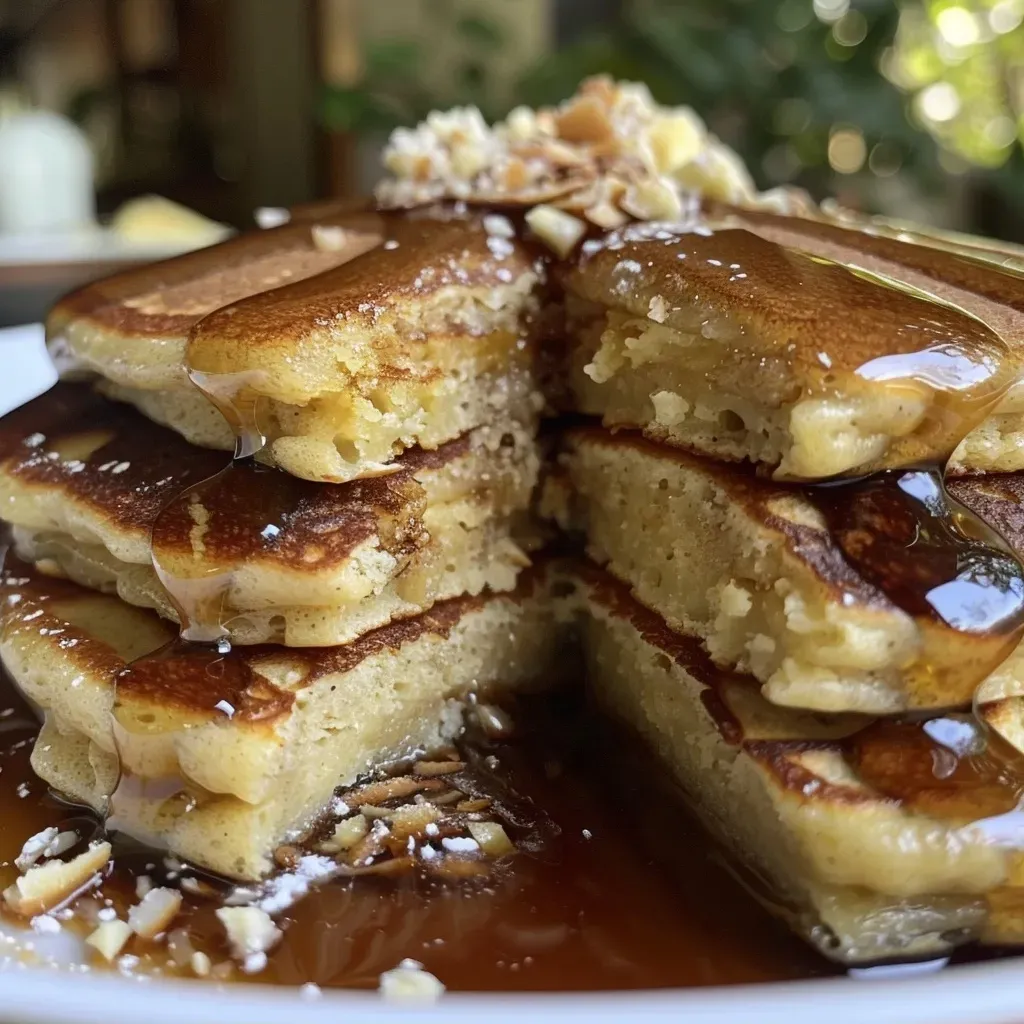 Close-up view of delicious low carb pancakes with a golden-brown surface.