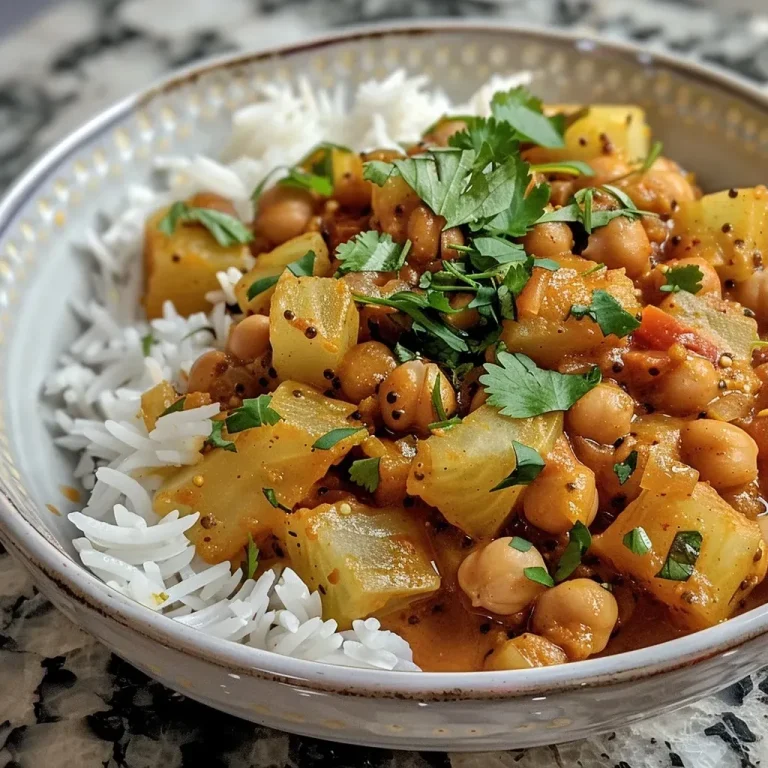 ['A close-up view of a bowl filled with vibrant Kohlrabi Curry topped with roasted chickpeas and fresh cilantro.', 'A side view of a colorful dish showcasing creamy Kohlrabi Curry, garnished with crispy chickpeas and green herbs.', 'A detailed photo focusing on a serving of Kohlrabi Curry with golden roasted chickpeas and a sprinkle of cilantro.', 'A side perspective of a hearty bowl of Kohlrabi Curry, featuring diced kohlrabi and seasoned chickpeas.']