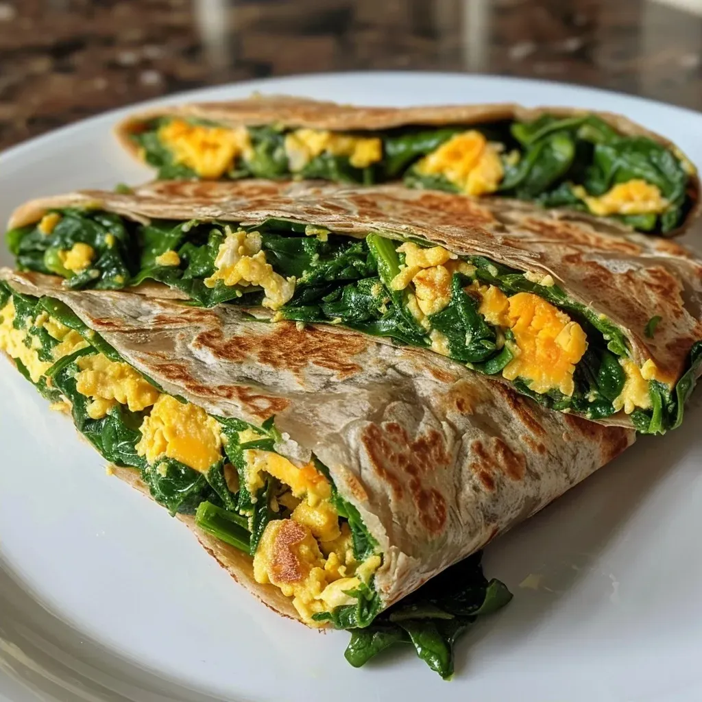 A side view of a juicy low carb spinach wrap on a plate, highlighting its fresh ingredients.