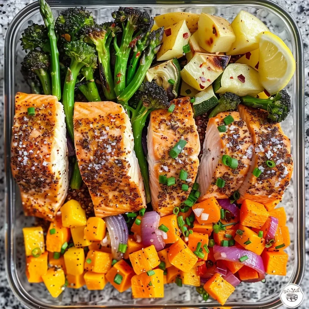 Close-up shot of a variety of meal prep ingredients displayed in bowls, focusing on chicken and vegetables.