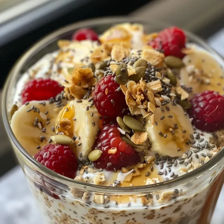 ['Close-up view of overnight oats topped with fresh fruits.', 'Side view of a jar filled with creamy overnight oats and yogurt.', 'Juicy overnight oats in a glass jar, showcasing vibrant fruit toppings.', 'Delicious overnight oats with a rich texture, decorated with assorted fruits.']