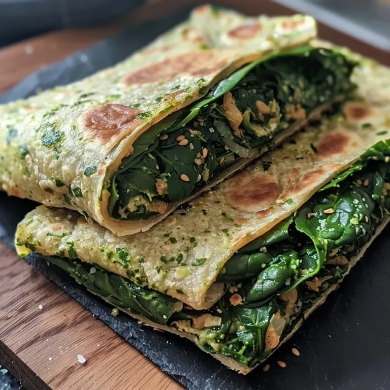 A close-up view of a spinach wrap showcasing its layers and fresh ingredients.