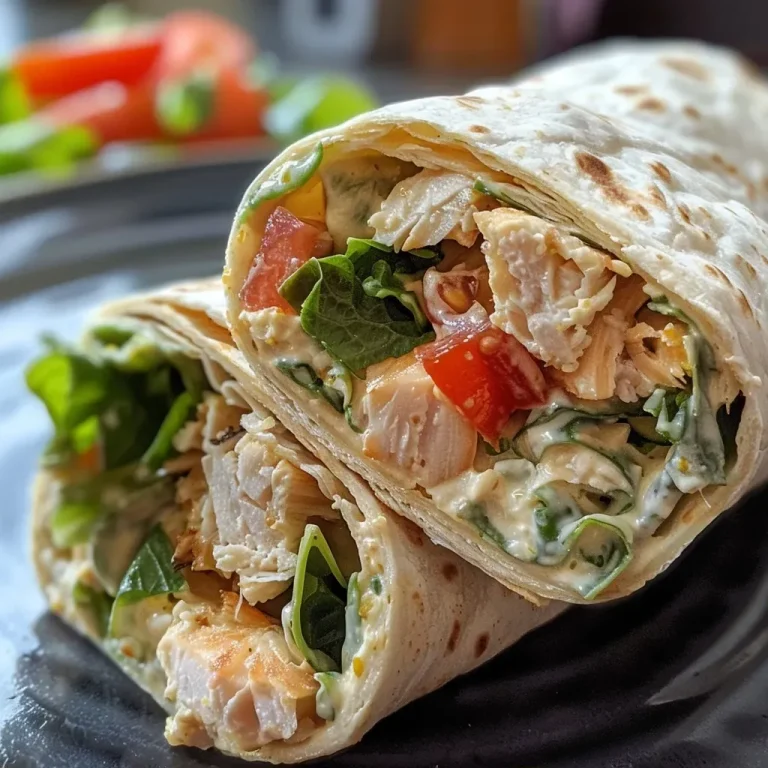 Schnelle Spinat- und Thunfisch-Wraps für einen gesunden Genuss Close-up view of a tuna wrap filled with spinach and cheese.