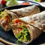 Close-up view of a juicy Thunfisch wrap with fresh ingredients.