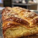 Close-up view of a freshly baked Traubenauflauf with visible grape topping.