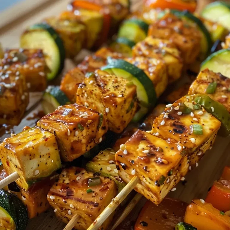 A close-up view of vibrant vegetable sticks made from zucchini, carrots, and bell peppers, accompanied by tofu cubes.