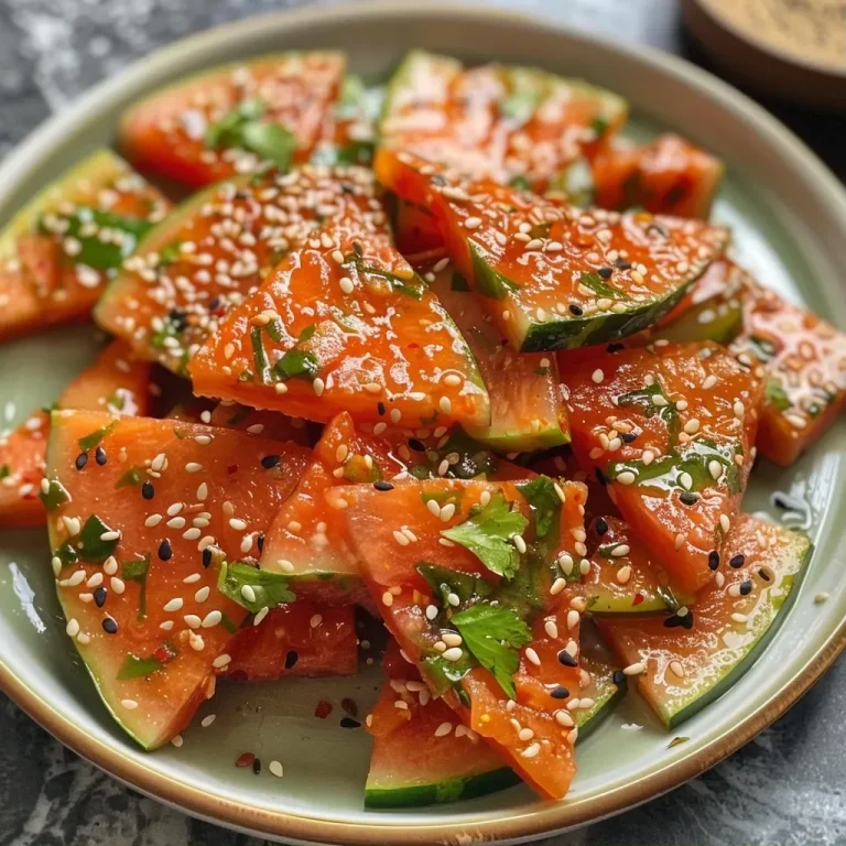 Krosse Wassermelonen-Rind-Crispies: Ein Snack, der überrascht! Close-up of crispy watermelon rind snacks, garnished with sesame seeds and green chilies.