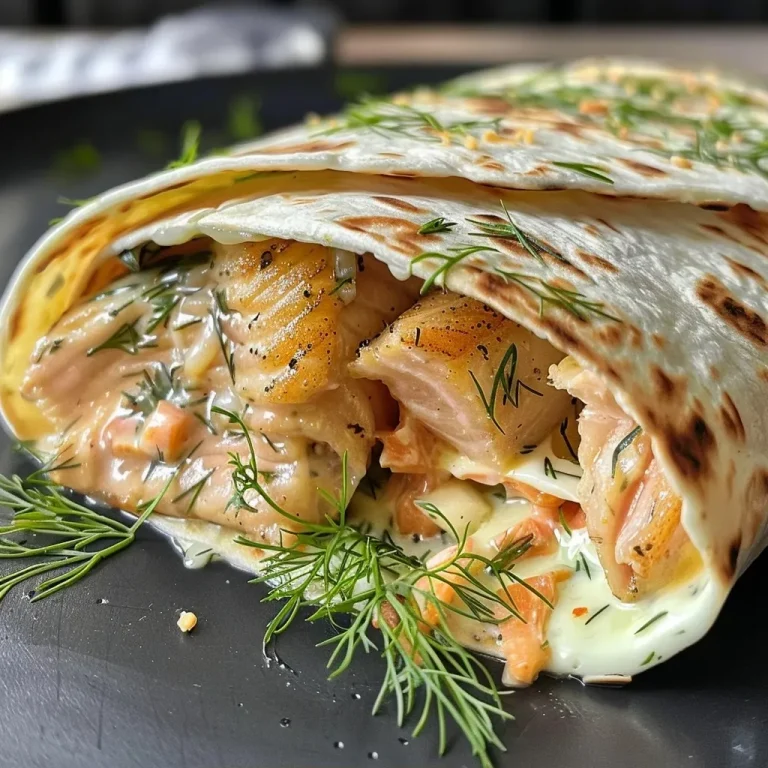 Frische Wraps mit Lachs und Frischkäse – der unkomplizierte Genuss für jeden Tag Close-up of a tortilla wrap filled with smoked salmon and cream cheese.