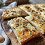 Close-up view of Ziegenkäse Häppchen drizzled with honey, garnished with thyme.