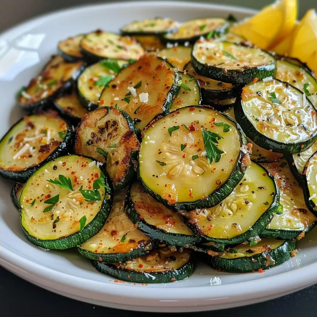 Deliciously cooked zucchini rounds served with a sprinkle of grated Parmesan and parsley.