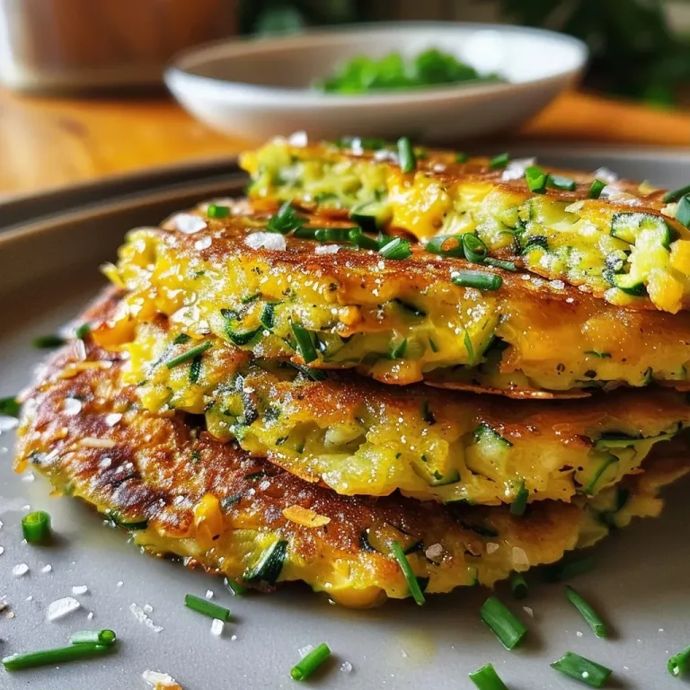 Juicy zucchini fritters golden brown on a white plate.