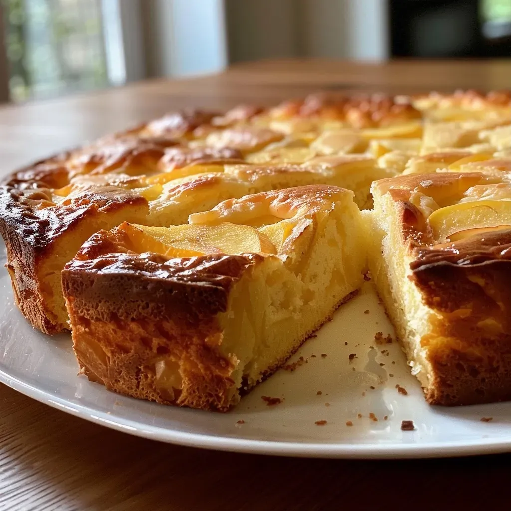 Close-up view of a slice of sugar-free plum cake on a plate, showing juicy plums and a golden crust.