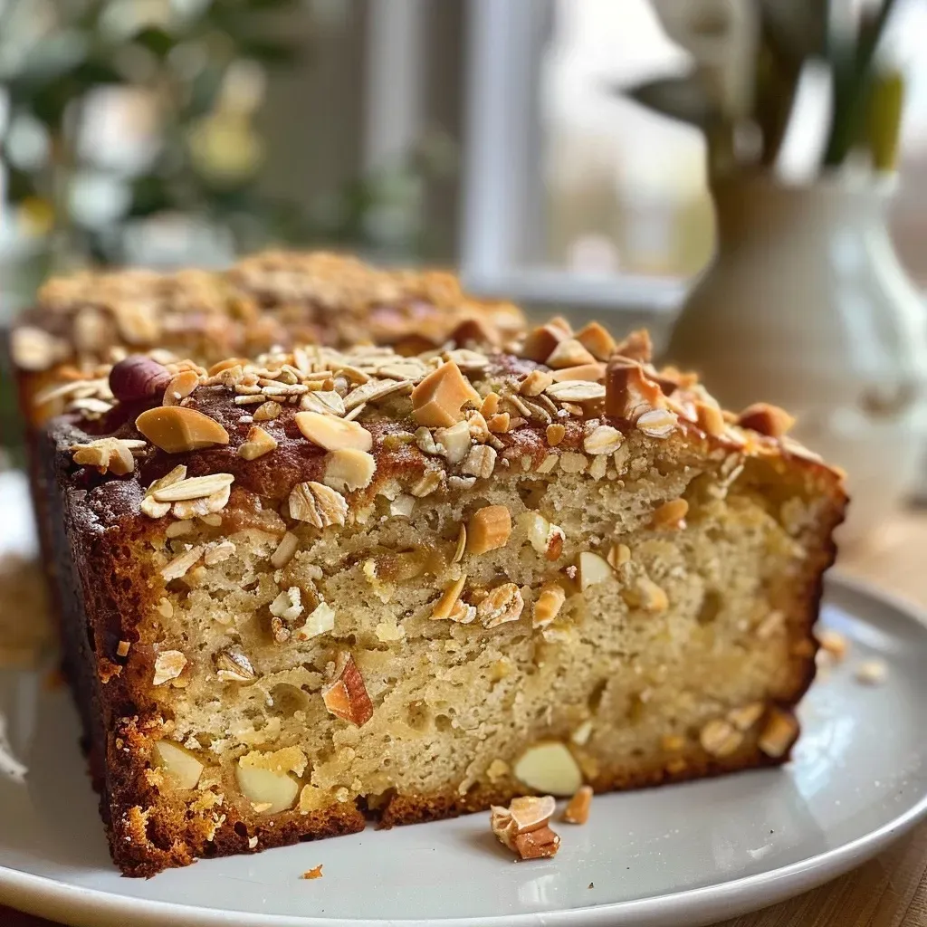 A side view of a moist sugar-free plum cake, highlighting plump plum slices and a whole grain crust.