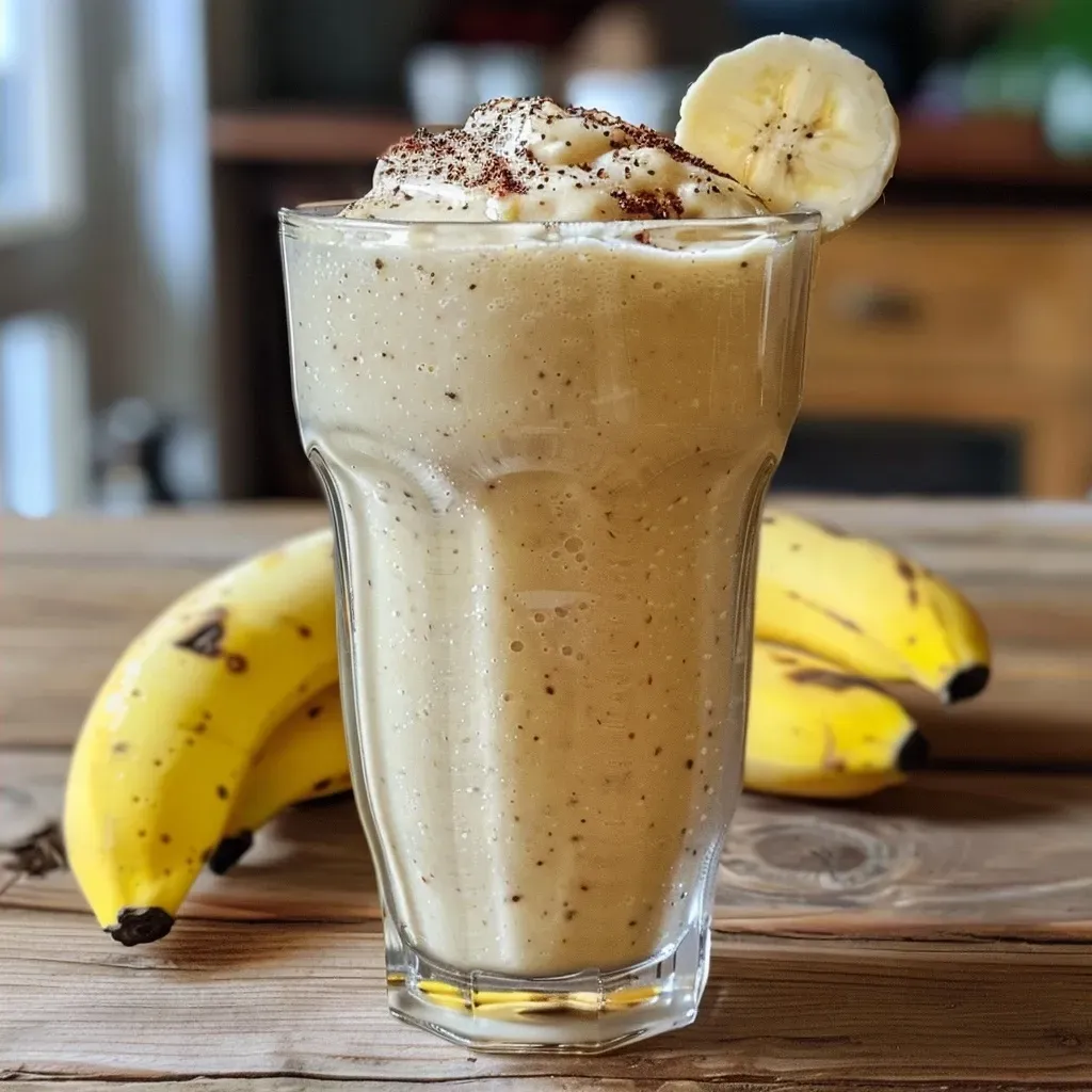 Side view of a thick Bananen-Feigen smoothie with vibrant colors.