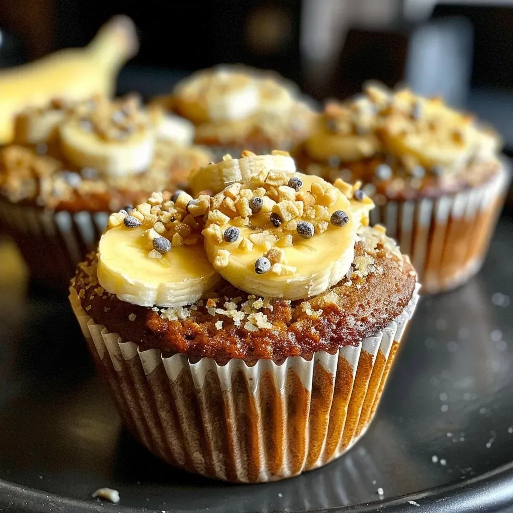 Side view of golden-brown Bananenbrotmuffins with a soft texture.