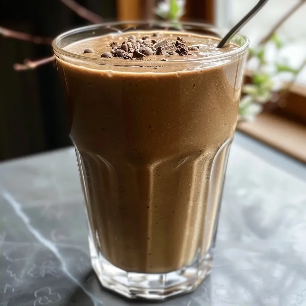 Side view of a vibrant green smoothie made from pears and yogurt.