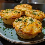 Side view of a juicy Frühstücksmuffin with egg, ham, and cheese.