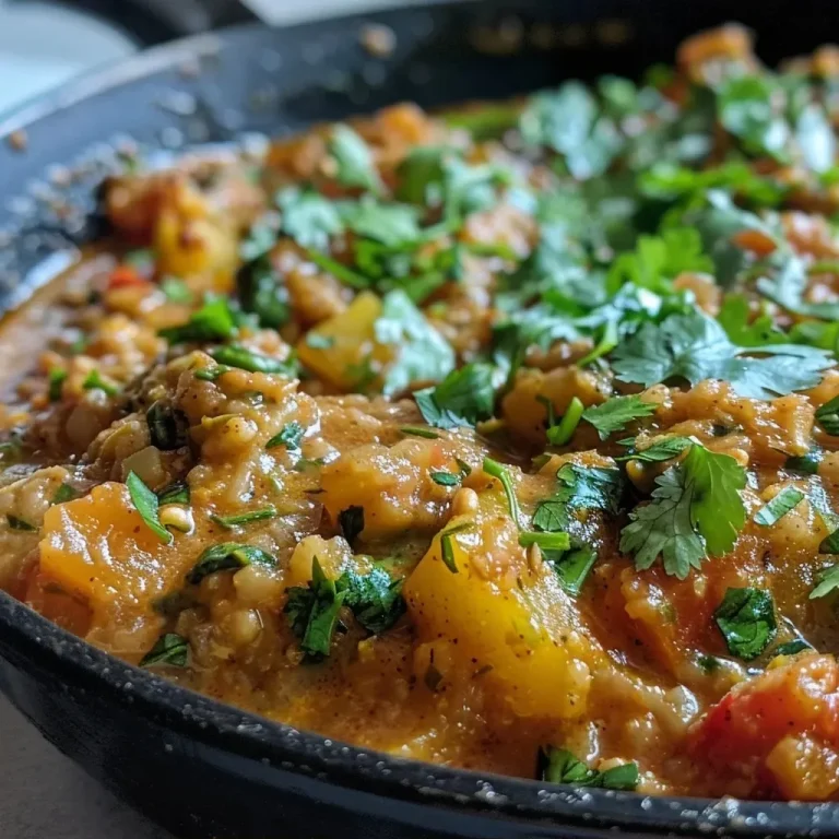 Close-up view of a bowl of Indian lentil curry with spinach and coconut milk, showcasing rich colors and textures.