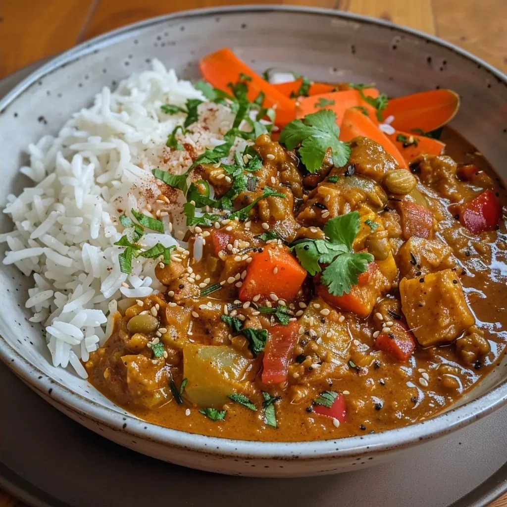 Side view of a vibrant Indian lentil curry dish, highlighting the spinach and curry spices.