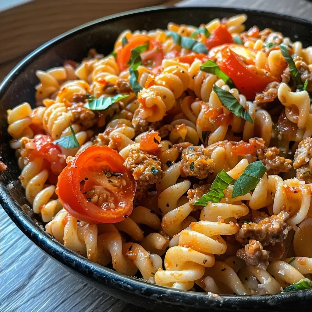 Side angle of a delicious Kürbis pasta with vibrant colors and rich textures.