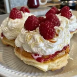 Close-up side view of golden-brown Skyr Bällchen on a plate.