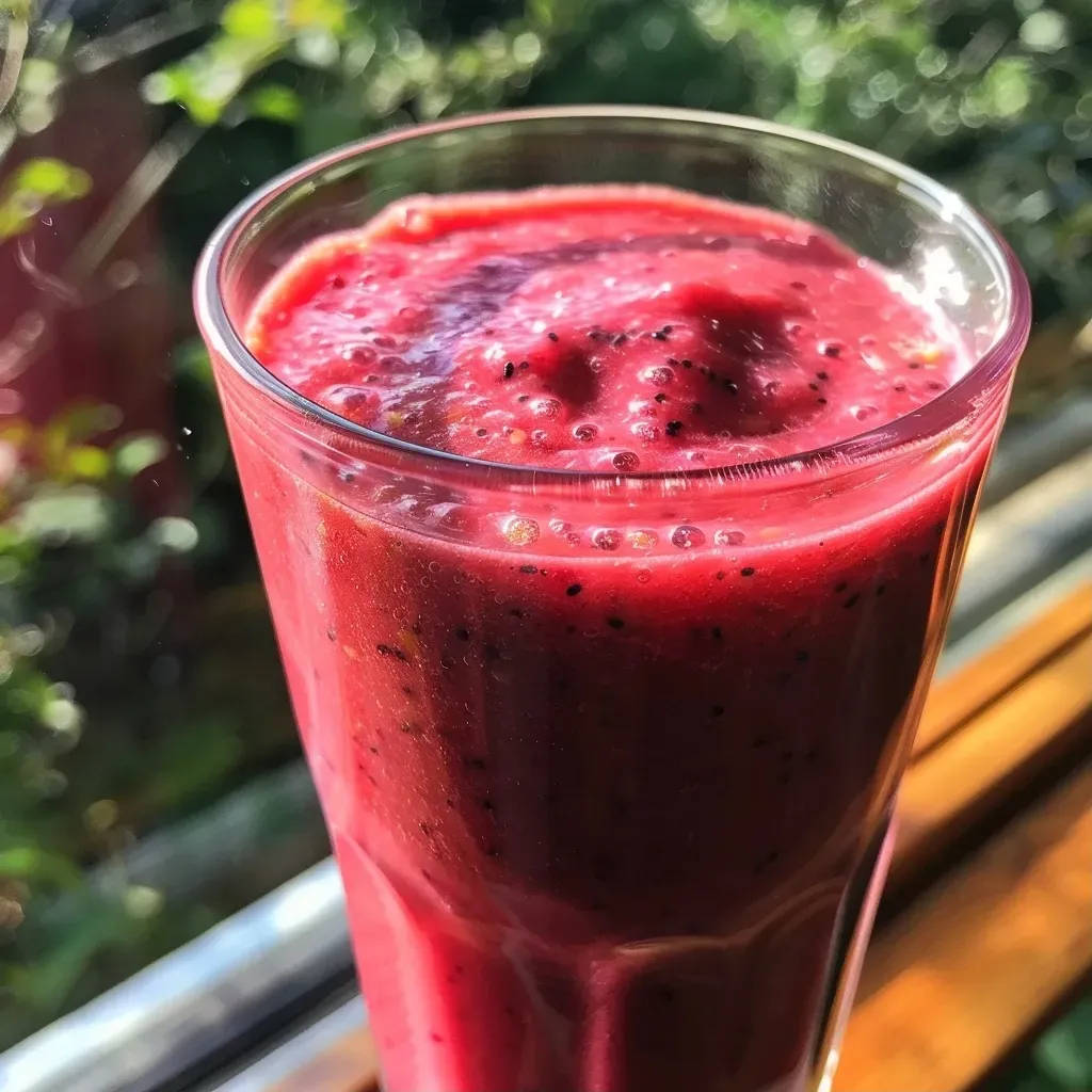 Close-up of a Traubensmoothie in a glass, showcasing its rich purple color and texture.