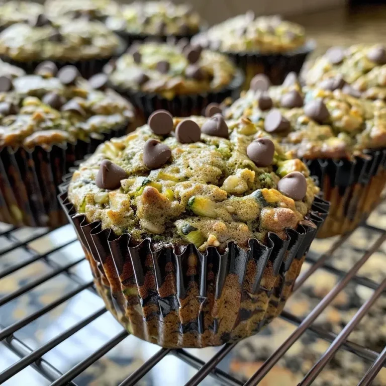Saftige Zucchini Muffins für jede Gelegenheit Close-up shot of moist zucchini muffins with chocolate chips.